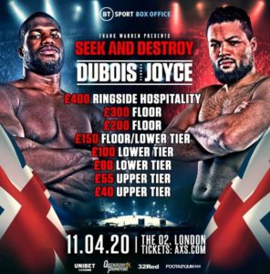 Joyce v Dubois Ticket Prices